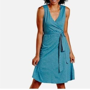 Toad & Co Blue Cue Sleevless Wrap Dress Women's Size Large